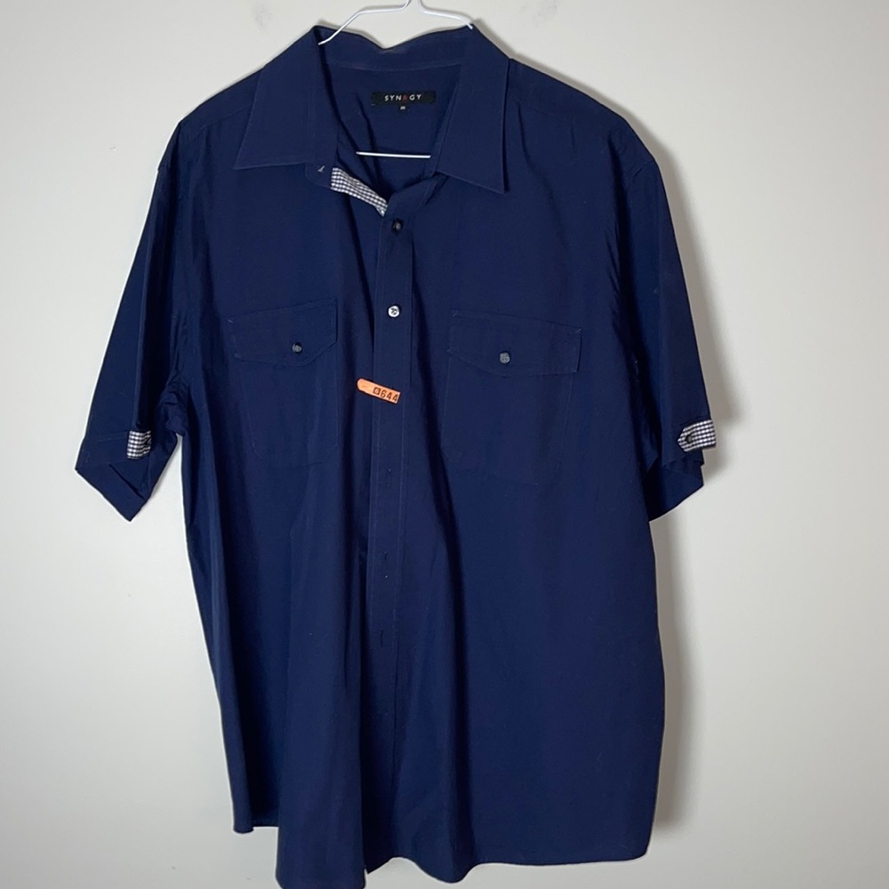 Synrgy 2XL Blue Button Down Shirt